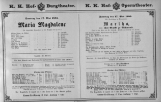 Theaterzettel (Oper und Burgtheater in Wien) 18840517 Seite: 1
