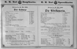 Theaterzettel (Oper und Burgtheater in Wien) 18840523 Seite: 1