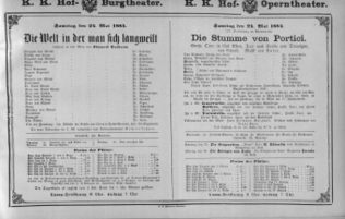 Theaterzettel (Oper und Burgtheater in Wien) 18840524 Seite: 1