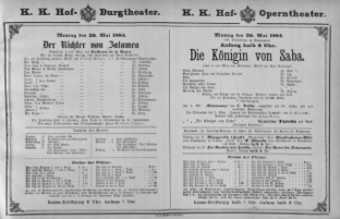 Theaterzettel (Oper und Burgtheater in Wien) 18840526 Seite: 1