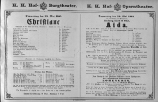 Theaterzettel (Oper und Burgtheater in Wien) 18840529 Seite: 1