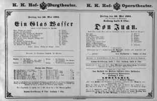 Theaterzettel (Oper und Burgtheater in Wien) 18840530 Seite: 1