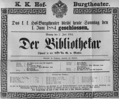 Theaterzettel (Oper und Burgtheater in Wien) 18840601 Seite: 1