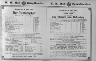Theaterzettel (Oper und Burgtheater in Wien) 18840602 Seite: 1