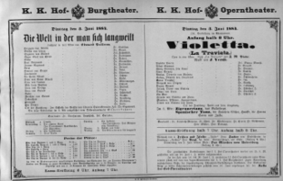 Theaterzettel (Oper und Burgtheater in Wien) 18840603 Seite: 1