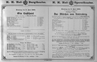 Theaterzettel (Oper und Burgtheater in Wien) 18840608 Seite: 1