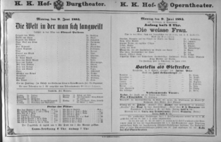 Theaterzettel (Oper und Burgtheater in Wien) 18840609 Seite: 1