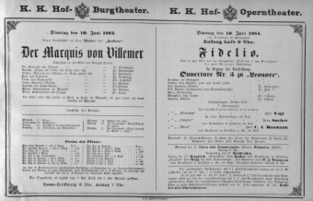 Theaterzettel (Oper und Burgtheater in Wien) 18840610 Seite: 1