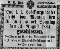 Theaterzettel (Oper und Burgtheater in Wien) 18840616 Seite: 1