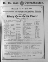 Theaterzettel (Oper und Burgtheater in Wien) 18840618 Seite: 1
