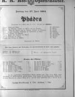 Theaterzettel (Oper und Burgtheater in Wien) 18840627 Seite: 1