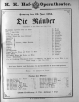Theaterzettel (Oper und Burgtheater in Wien) 18840629 Seite: 1