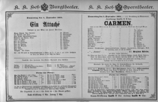 Theaterzettel (Oper und Burgtheater in Wien) 18840904 Seite: 1
