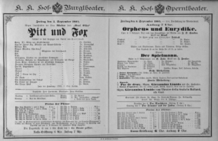 Theaterzettel (Oper und Burgtheater in Wien) 18840905 Seite: 1