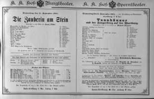 Theaterzettel (Oper und Burgtheater in Wien) 18840911 Seite: 1