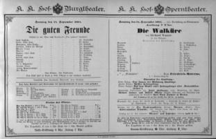 Theaterzettel (Oper und Burgtheater in Wien) 18840914 Seite: 1