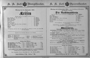 Theaterzettel (Oper und Burgtheater in Wien) 18840915 Seite: 1