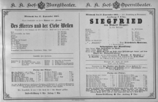 Theaterzettel (Oper und Burgtheater in Wien) 18840917 Seite: 1