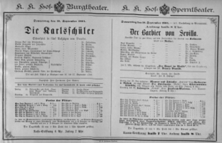 Theaterzettel (Oper und Burgtheater in Wien) 18840918 Seite: 1