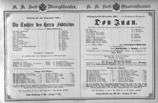 Theaterzettel (Oper und Burgtheater in Wien) 18840923 Seite: 1