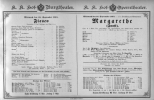 Theaterzettel (Oper und Burgtheater in Wien) 18840924 Seite: 1
