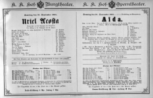 Theaterzettel (Oper und Burgtheater in Wien) 18840927 Seite: 1