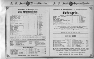 Theaterzettel (Oper und Burgtheater in Wien) 18840928 Seite: 1