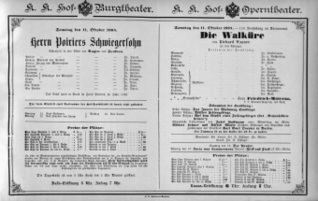 Theaterzettel (Oper und Burgtheater in Wien) 18841011 Seite: 1