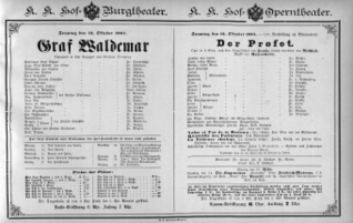 Theaterzettel (Oper und Burgtheater in Wien) 18841012 Seite: 1