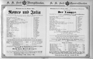 Theaterzettel (Oper und Burgtheater in Wien) 18841015 Seite: 1