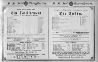 Theaterzettel (Oper und Burgtheater in Wien) 18841017 Seite: 1