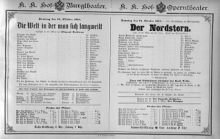 Theaterzettel (Oper und Burgtheater in Wien) 18841019 Seite: 1