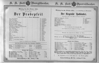 Theaterzettel (Oper und Burgtheater in Wien) 18841020 Seite: 1