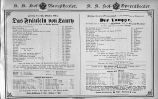 Theaterzettel (Oper und Burgtheater in Wien) 18841024 Seite: 1