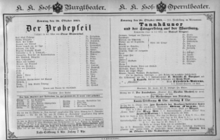 Theaterzettel (Oper und Burgtheater in Wien) 18841026 Seite: 1