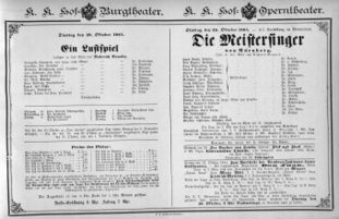 Theaterzettel (Oper und Burgtheater in Wien) 18841028 Seite: 1