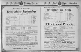 Theaterzettel (Oper und Burgtheater in Wien) 18841029 Seite: 1