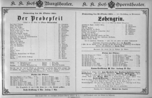 Theaterzettel (Oper und Burgtheater in Wien) 18841030 Seite: 1