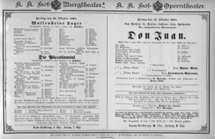 Theaterzettel (Oper und Burgtheater in Wien) 18841031 Seite: 1