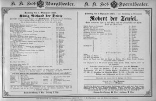 Theaterzettel (Oper und Burgtheater in Wien) 18841101 Seite: 1