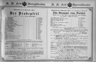 Theaterzettel (Oper und Burgtheater in Wien) 18841105 Seite: 1