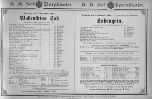 Theaterzettel (Oper und Burgtheater in Wien) 18841109 Seite: 1