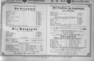 Theaterzettel (Oper und Burgtheater in Wien) 18841113 Seite: 1
