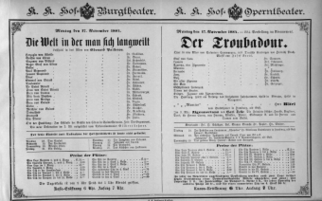 Theaterzettel (Oper und Burgtheater in Wien) 18841117 Seite: 1