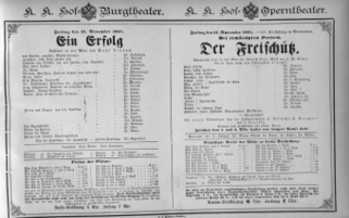 Theaterzettel (Oper und Burgtheater in Wien) 18841121 Seite: 1