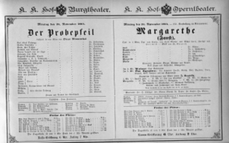 Theaterzettel (Oper und Burgtheater in Wien) 18841124 Seite: 1