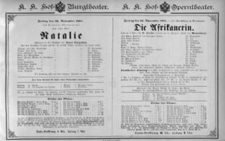 Theaterzettel (Oper und Burgtheater in Wien) 18841128 Seite: 1