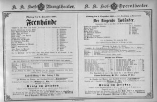 Theaterzettel (Oper und Burgtheater in Wien) 18841202 Seite: 1