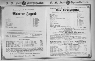 Theaterzettel (Oper und Burgtheater in Wien) 18841211 Seite: 1