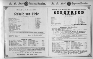 Theaterzettel (Oper und Burgtheater in Wien) 18841217 Seite: 1